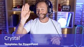  Presentation with saying - Theme enhanced with middle-age-man-with-beard background and a royal blue colored foreground