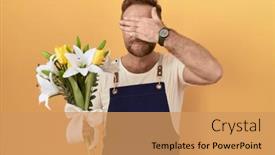  Presentation with hand holding flowers - 