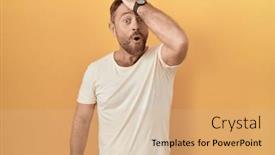  Presentation with memory - Slide deck enhanced with middle-age-man-with-beard background and a coral colored foreground