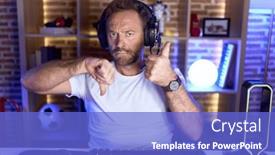  Presentation with conflict - Slide set consisting of middle-age-man-with-beard background and a cobalt blue colored foreground