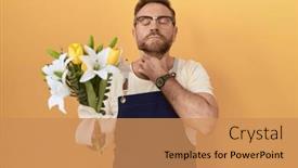  Presentation with sore throat - Slide set featuring middle-age-man-with-beard background and a  colored foreground