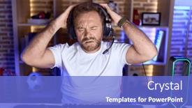  Presentation with video games playing - Presentation having middle-age-man-with-beard background and a cobalt blue colored foreground