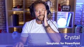  Presentation with video games playing - Presentation theme featuring middle-age-man-with-beard background and a  colored foreground