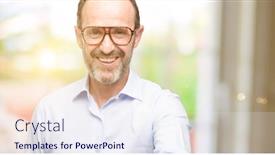  Presentation with trust - PPT theme enhanced with middle age man with glasses holds hands welcoming in handshake pose expressing trust and success concept greeting background and a sky blue colored foreground