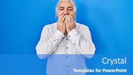  Presentation with scandal - PPT theme consisting of middle-age-man-with-grey background and a teal colored foreground