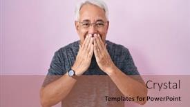  Presentation with scandal - PPT layouts with middle-age-man-with-grey background and a coral colored foreground