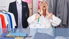  Presentation with sadness - PPT layouts enhanced with middle-age-man-with-grey background and a light blue colored foreground