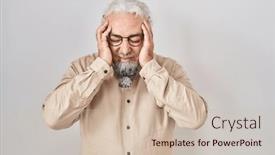  Presentation with migraine - Slide set featuring middle-age-man-with-grey background and a soft green colored foreground