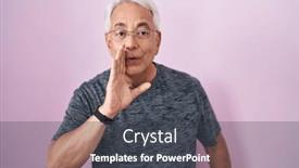  Presentation with talk - PPT theme featuring middle-age-man-with-grey background and a dark gray colored foreground