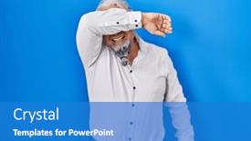  Presentation with blind - Presentation theme with middle-age-man-with-grey background and a teal colored foreground