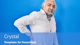  Presentation with backache - Theme consisting of middle-age-man-with-grey background and a teal colored foreground