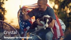  Presentation with usa flag - Slides enhanced with middle-age-man-with-usa background and a  colored foreground