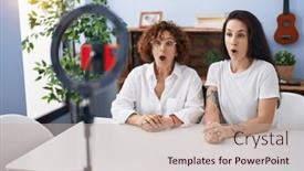  Presentation with recording - Presentation featuring middle-age-mother-and-daughter background and a mint green colored foreground