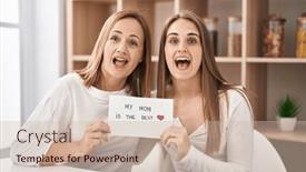  Presentation with mom - Presentation theme enhanced with middle-age-mother-and-young background and a soft green colored foreground