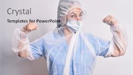  Presentation with nursing to nurse communication - PPT theme enhanced with middle-age-nurse-woman-wearing background and a light gray colored foreground