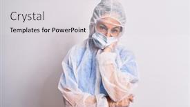  Presentation with nurse thinking - Slide deck consisting of middle-age-nurse-woman-wearing background and a light gray colored foreground