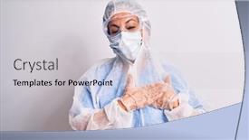  Presentation with coronavirus - Slides having middle-age-nurse-woman-wearing background and a light gray colored foreground