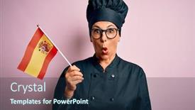  Presentation with patriotic - Slide deck consisting of middle-age-patriotic-chef-woman background and a navy blue colored foreground