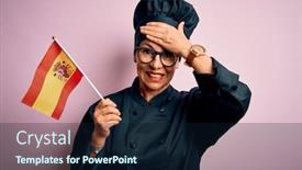  Presentation with patriotic - Amazing presentation design having middle-age-patriotic-chef-woman backdrop and a wine colored foreground