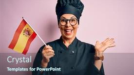  Presentation with patriotic - Audience pleasing slide set consisting of middle-age-patriotic-chef-woman backdrop and a navy blue colored foreground