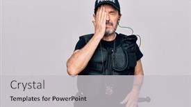  Presentation with police - Slide set with middle-age-policeman-wearing-police background and a light gray colored foreground