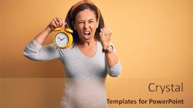  Presentation with anger baby - Amazing slide deck having middle-age-pregnant-woman-expecting backdrop and a yellow colored foreground