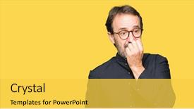  Presentation with anxiety - Presentation consisting of middle age priest man wearing background and a yellow colored foreground