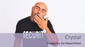  Presentation with sleepiness - PPT theme enhanced with middle-age-safeguard-man-wearing background and a light blue colored foreground