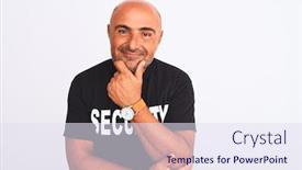  Presentation with camera security - Slide deck having middle-age-safeguard-man-wearing background and a sky blue colored foreground