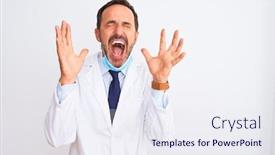  Presentation with mad scientist - PPT layouts having middle-age-scientist-man-wearing background and a sky blue colored foreground