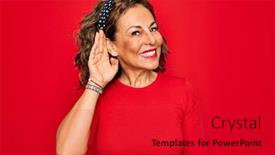  Presentation with listening woman - Amazing theme having middle-age-senior-brunette-woman backdrop and a crimson colored foreground