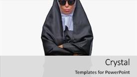  Presentation with nun - Theme featuring middle age senior catholic nun background and a light gray colored foreground