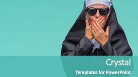 Presentation with nun - Presentation theme with middle age senior catholic nun background and a teal colored foreground