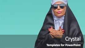  Presentation with nun - Presentation theme having middle age senior catholic nun background and a  colored foreground