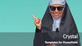  Presentation with catholic eucarit - PPT theme featuring middle age senior catholic nun background and a dark gray colored foreground