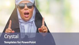  Presentation with nun - Beautiful PPT layouts featuring middle age senior catholic nun backdrop and a gray colored foreground