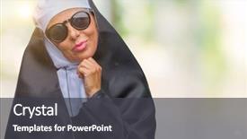  Presentation with nun - Audience pleasing slide set consisting of middle age senior catholic nun backdrop and a  colored foreground