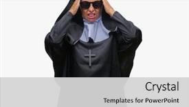  Presentation with pair of hands - Beautiful PPT layouts featuring middle age senior catholic nun backdrop and a light gray colored foreground