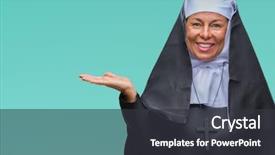  Presentation with nun - Theme featuring middle age senior christian catholic background and a dark gray colored foreground