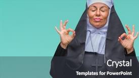  Presentation with christian - Colorful PPT layouts enhanced with middle age senior christian catholic backdrop and a dark gray colored foreground