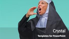  Presentation with nun - PPT layouts featuring middle age senior christian catholic background and a dark gray colored foreground
