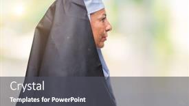  Presentation with nun - Amazing presentation theme having prayer attitude - middle age senior christian catholic backdrop and a dark gray colored foreground