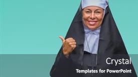 Presentation with nun - Slides consisting of middle-age-senior-christian-catholic background and a dark gray colored foreground