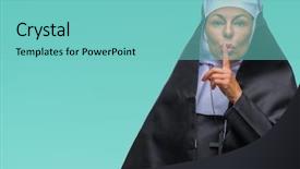  Presentation with nun - Amazing presentation theme having middle age senior christian catholic backdrop and a seafoam green colored foreground