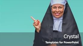  Presentation with nun - Amazing theme having middle age senior christian catholic backdrop and a dark gray colored foreground