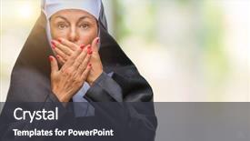  Presentation with nun - PPT layouts consisting of middle age senior christian catholic background and a dark gray colored foreground
