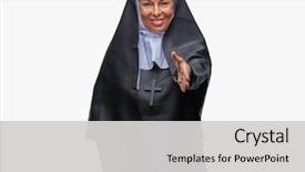  Presentation with nun - Presentation theme featuring middle age senior christian catholic background and a light gray colored foreground