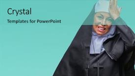  Presentation with christian - Audience pleasing presentation theme consisting of middle age senior christian catholic backdrop and a seafoam green colored foreground