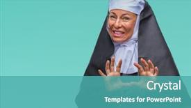  Presentation with nun - Presentation theme consisting of middle age senior christian catholic background and a teal colored foreground