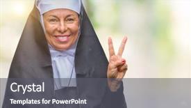  Presentation with christian - Audience pleasing presentation consisting of middle age senior christian catholic backdrop and a gray colored foreground